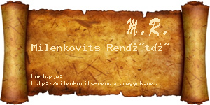 Milenkovits Renátó névjegykártya